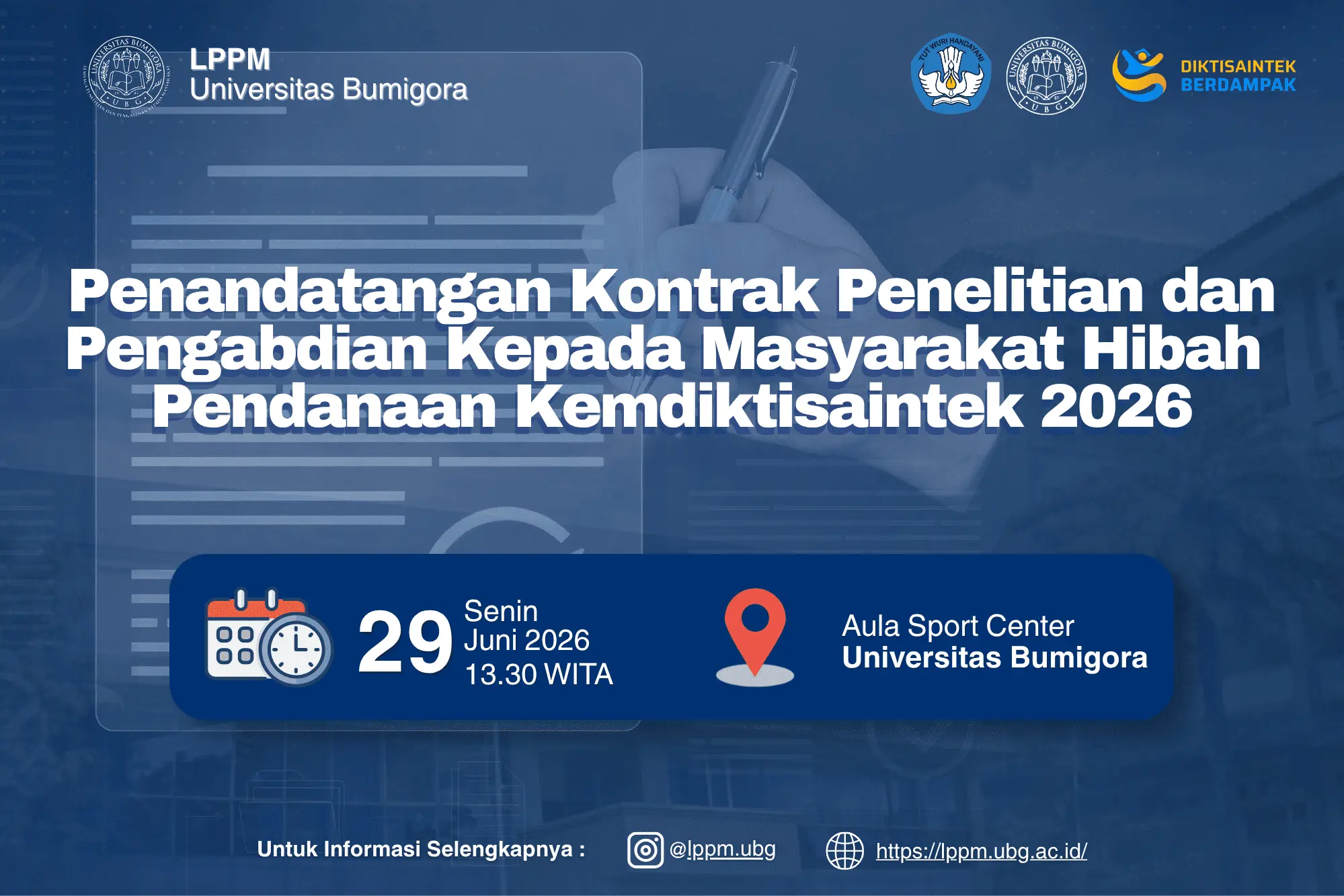 Penandatangan Kontrak Penelitian dan Pengabdian Kepada Masyarakat Hibah Pendanaan Kemdiktisaintek 2026